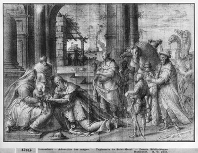 Life of Christ, Adoration of the Magi, preparatory study of tapestry cartoon for the Church Saint-Merri in Paris by Henri Lerambert
